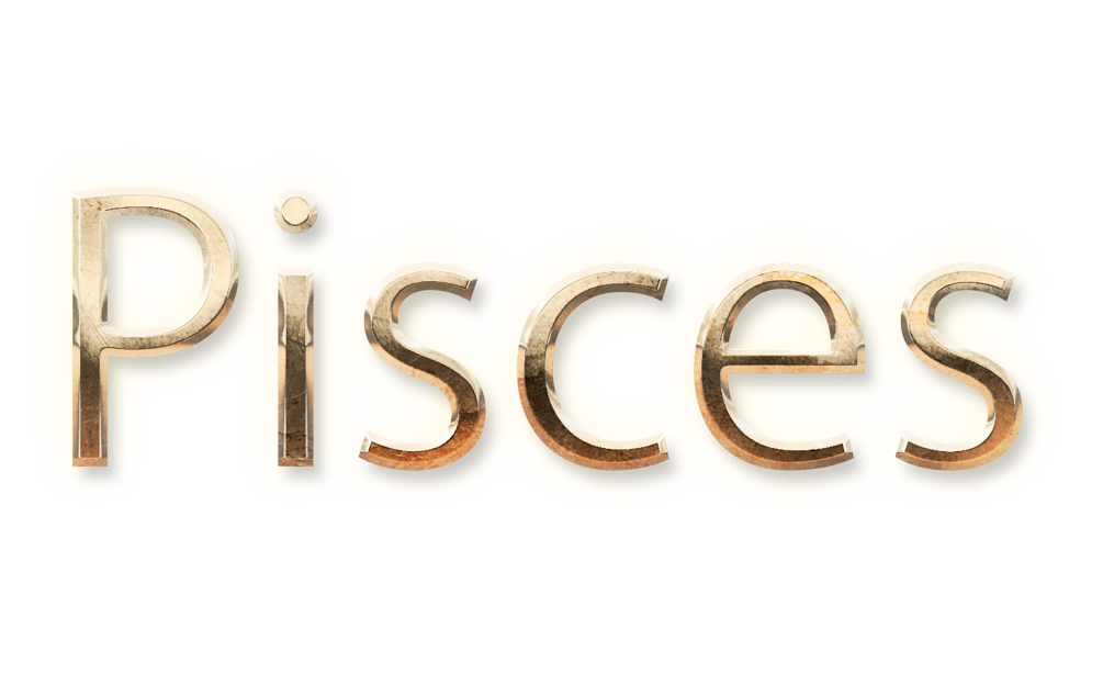 zodiac sign word PISCES gold text typography PNG images free